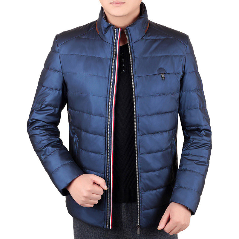 Men's Quilted Short Jacket with Teddy Collar and Crest Application Mune Fashion