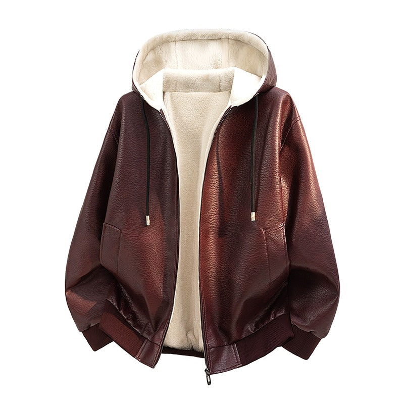 Ladies Fashionable Faux Leather Jacket with Teddy Lining Mune Fashion