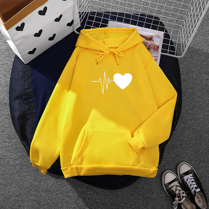 Women’s hoodie with finger heart print, oversized cut and kangaroo pocket Mune Fashion