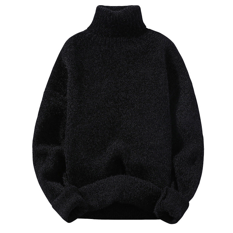 Men's turtleneck sweater made of boucle fine knit with ribbed cuffs Mune Fashion