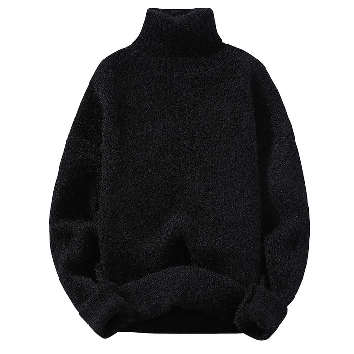 Men's turtleneck sweater made of boucle fine knit with ribbed cuffs Mune Fashion