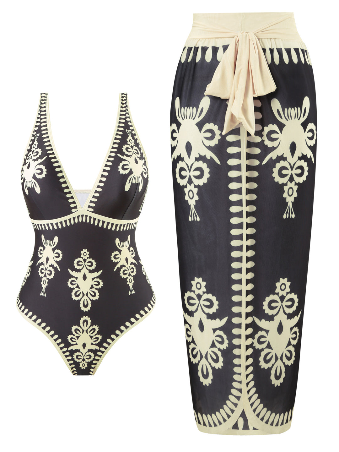 Women’s One-Piece Swimsuit with Elegant Wrap Skirt Mune Fashion
