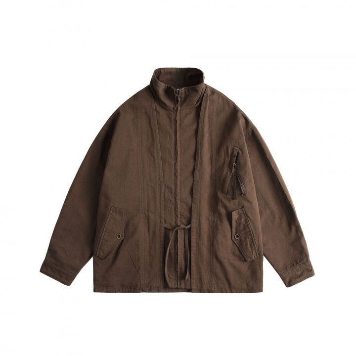 Unisex Boxy Utility Jacket with High Stand Collar, Full Zip and Drawstring Mune Fashion
