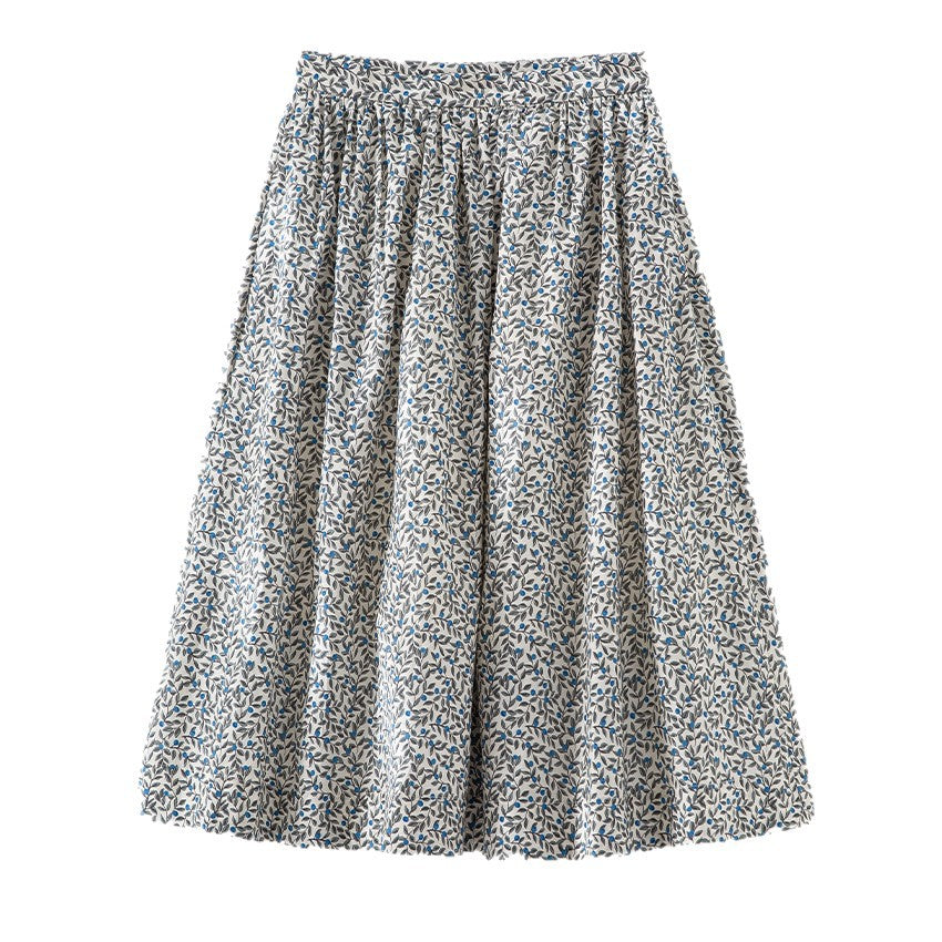 Women's midi skirt with pleated look, gathered waistband and floral print Mune Fashion
