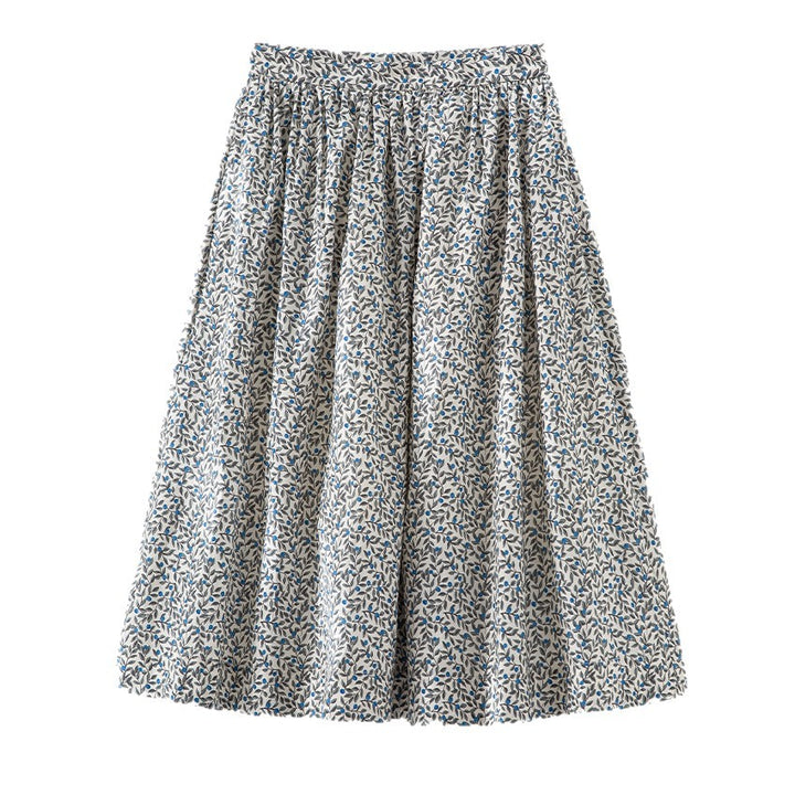 Women's midi skirt with pleated look, gathered waistband and floral print Mune Fashion