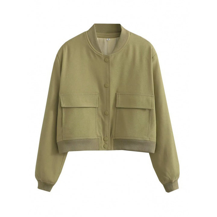 Women Sporty Short Jacket with Flap Pockets