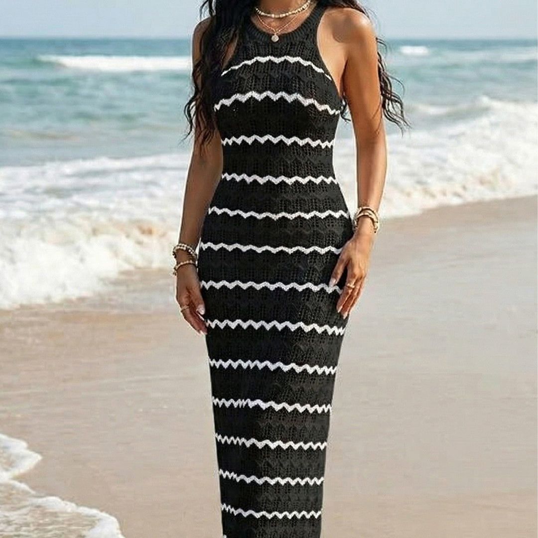 Women’s Sheath Dress with Wave Pattern Mune Fashion