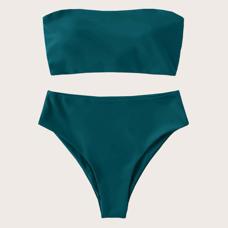 Ladies bandeau bikini set with high cut and elegant wrap detail Mune Fashion