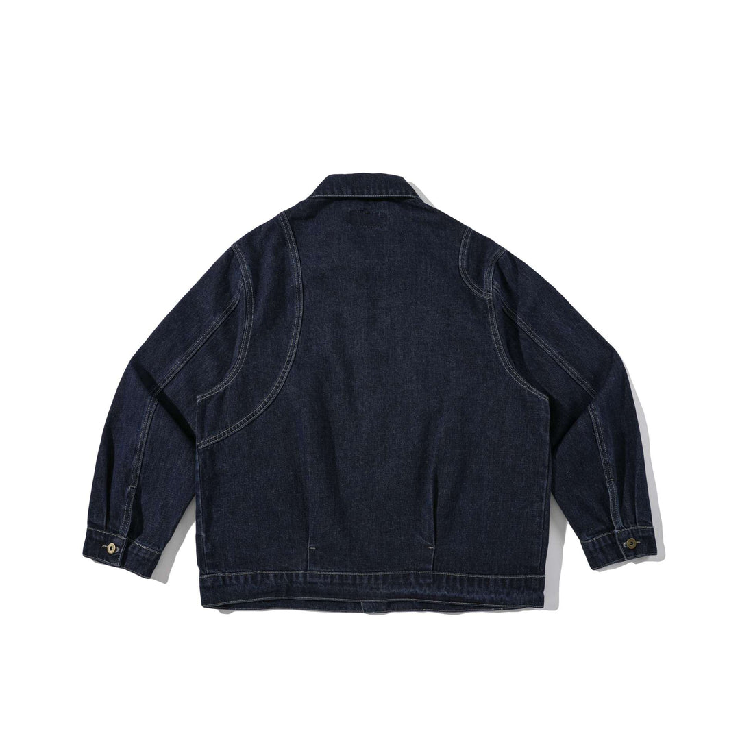 Unisex Boxy Denim Jacket in Workwear Style with Distinctive Round Pockets Mune Fashion