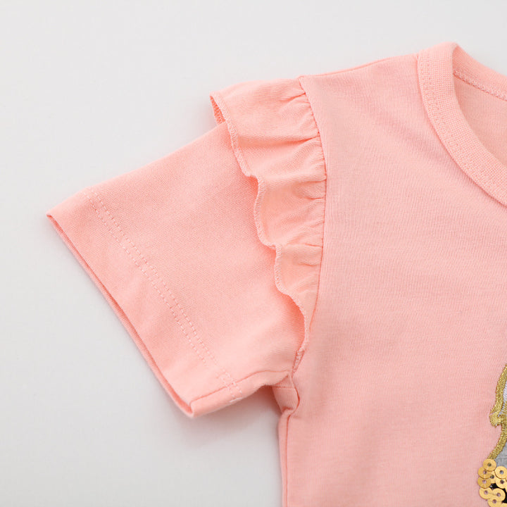 Girls T-shirt with playful unicorn design and ruffle details Mune Fashion