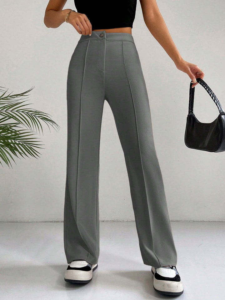 Women's High-Waisted Palazzo Pants with Crease and Wide Leg Drune