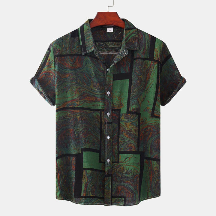 Men's short sleeve shirt with modern marble design and airy cut Mune Fashion