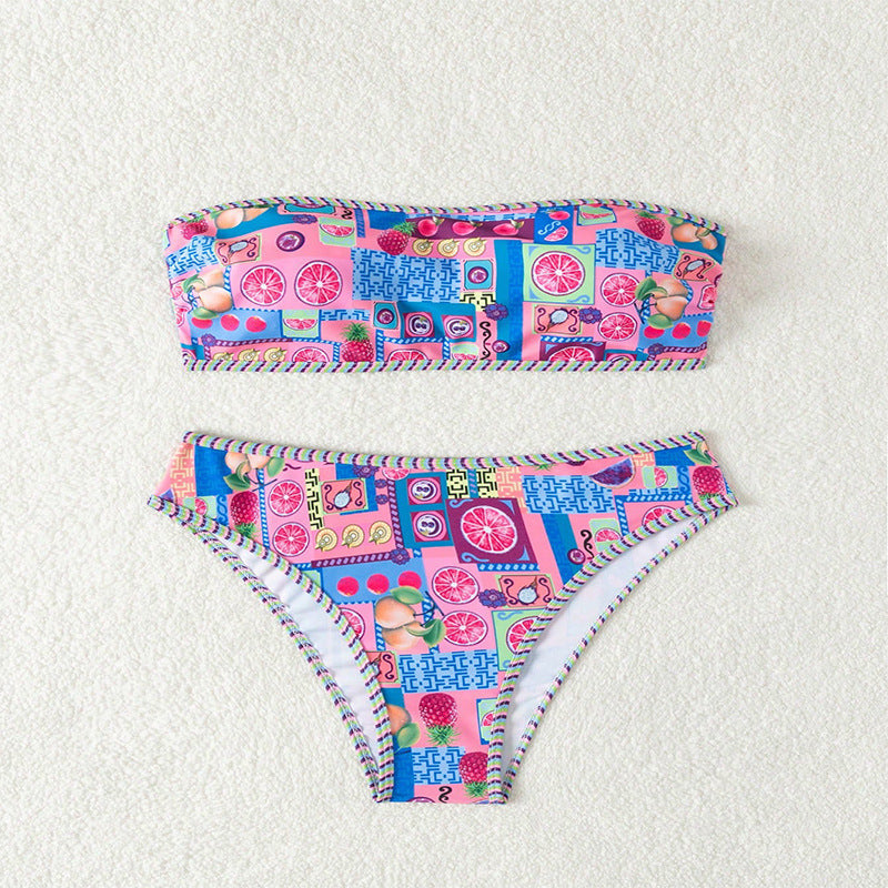 Ladies bandeau bikini with cheerful fruit pattern Mune Fashion
