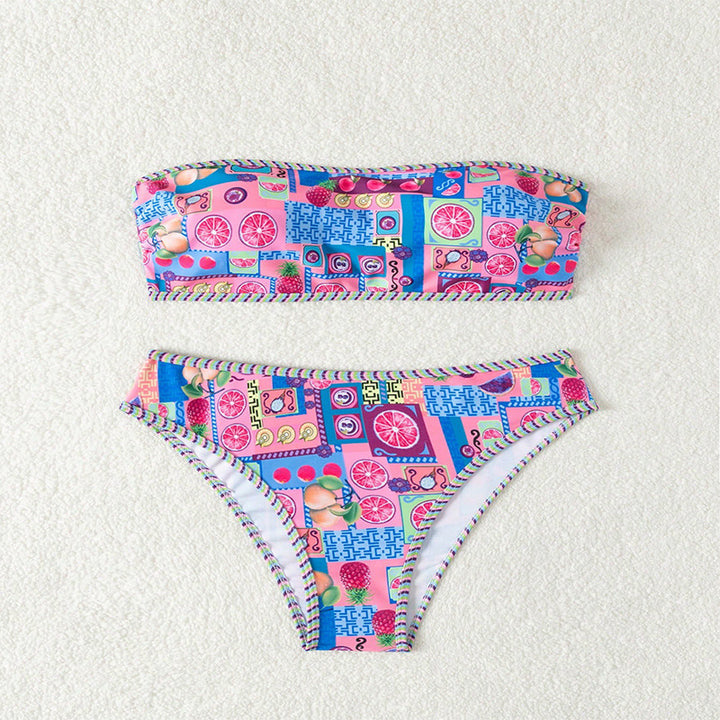 Ladies bandeau bikini with cheerful fruit pattern Mune Fashion