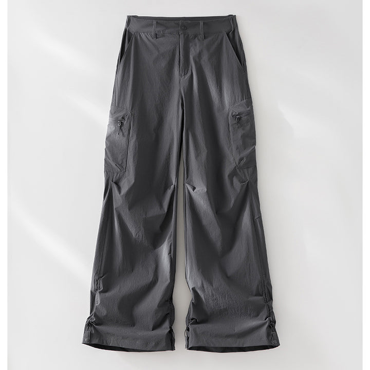 Women's Technical Loose Cargo Pants with Adjustable Hem and Multiple Pockets Mune Fashion