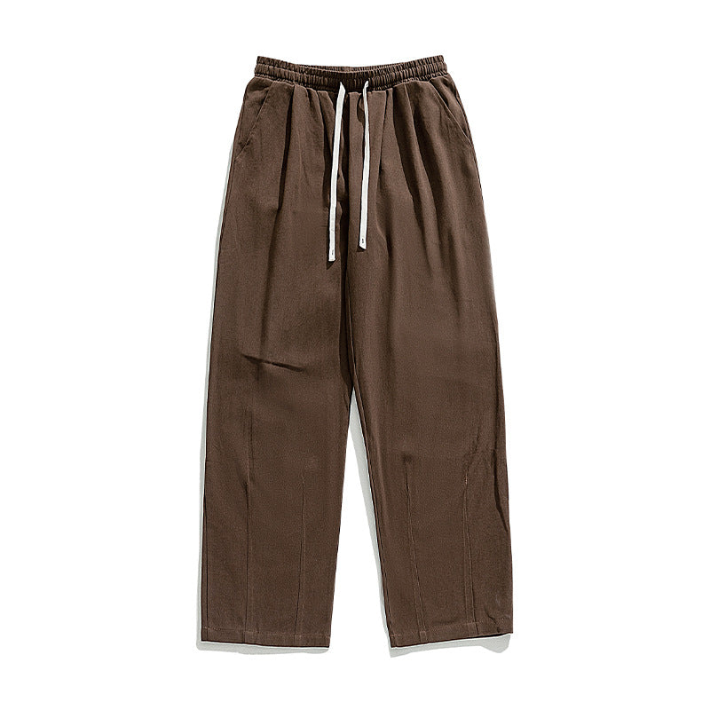 Unisex Locker cut cotton-linen casual pants with elastic drawstring waistband and side pockets Mune Fashion