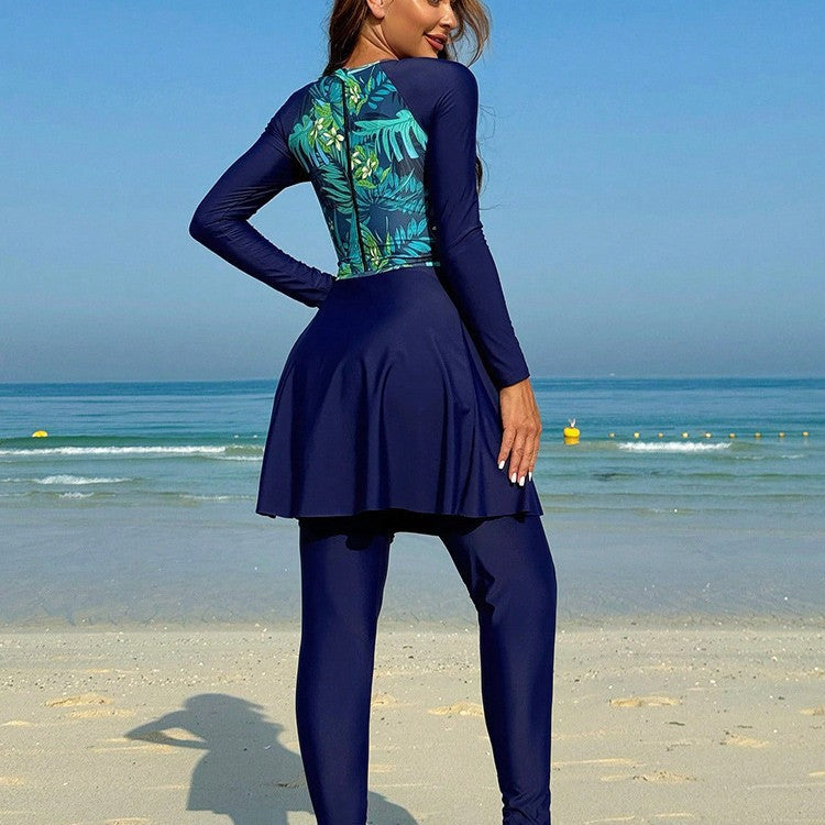 Ladies' sporty swimsuit one-piece with stylish skirt Mune Fashion