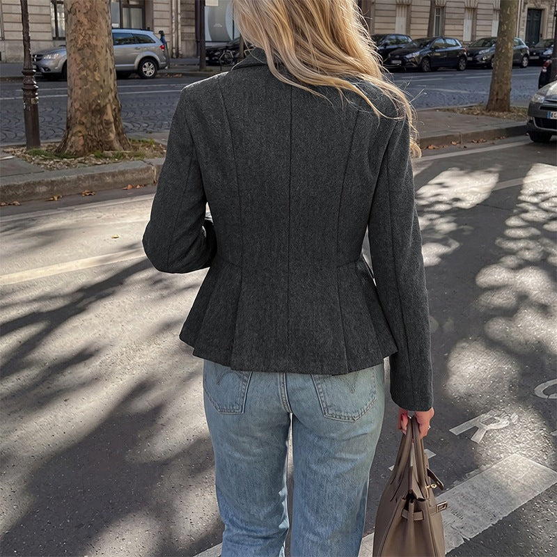 Women's Elegant Blazer with Ruffle Details Mune Fashion
