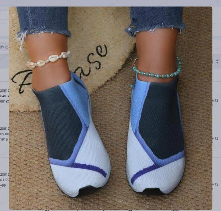 Women's Lightweight Knit Slip-On Sneakers without Laces with Breathable Mesh and Cushioned Platform Sole Mune Fashion