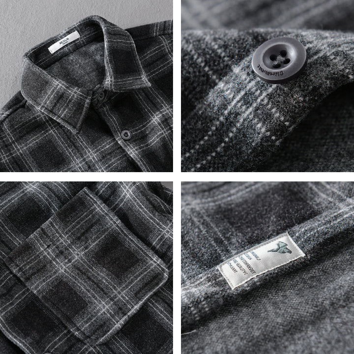 Men's Checkered Flannel Overshirt with Chest Pocket and Relaxed Fit Mune Fashion