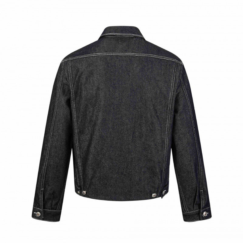 Men's boxy denim jacket with contrasting quilted seams and patch chest pockets Mune Fashion