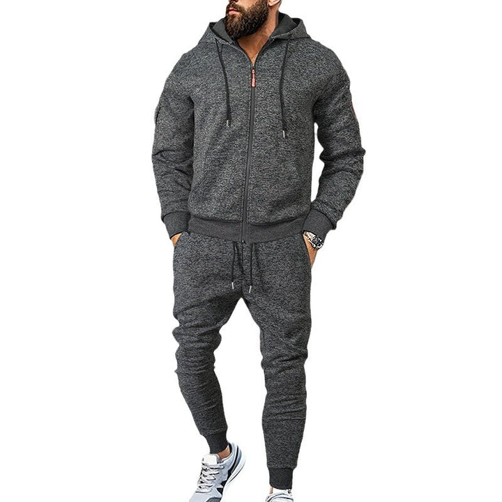 Men's marled hoodie sweat set with full zip, zip arm pocket, and drawstring joggers Mune Fashion