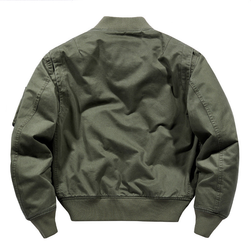 Men's Canvas Bomber Jacket in Utility Style with Arm Pocket and Large Flap Pocket Design Mune Fashion