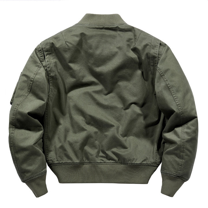 Men's Canvas Bomber Jacket in Utility Style with Arm Pocket and Large Flap Pocket Design Mune Fashion