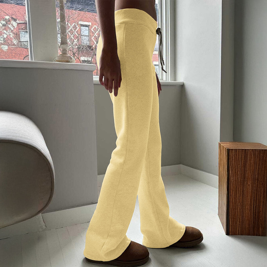 Women's high-waisted lounge pants with drawstring, flared leg, and soft sweat material Mune Fashion