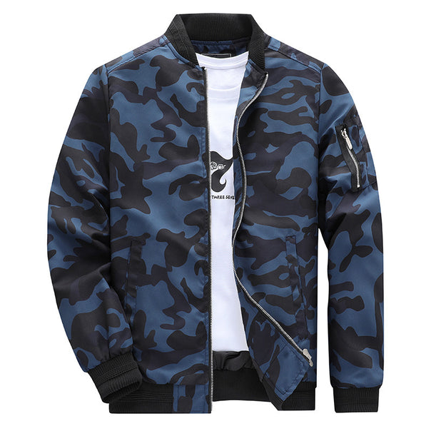 Men's camouflage bomber jacket in military look with zipper and sleeve utility pocket Mune Fashion