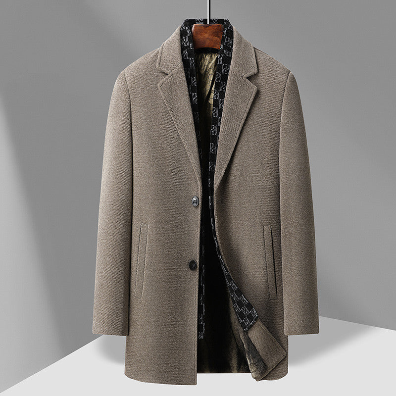 Men's Elegant Wool Blend Overcoat with Removable Quilted Inner Jacket Mune Fashion