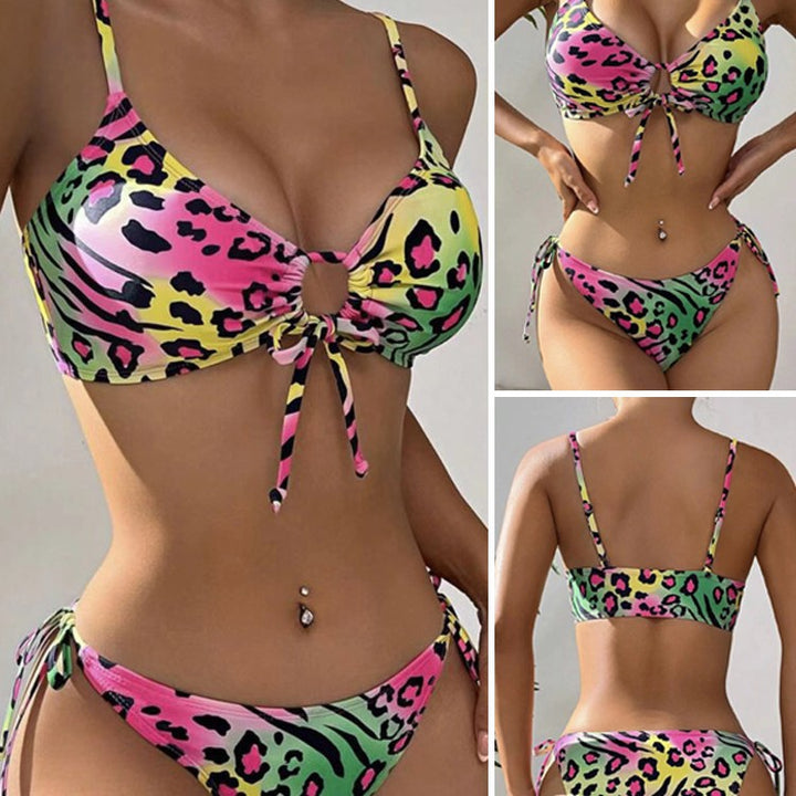 Women's triangle bikini with funky animal print and adjustable straps Mune Fashion