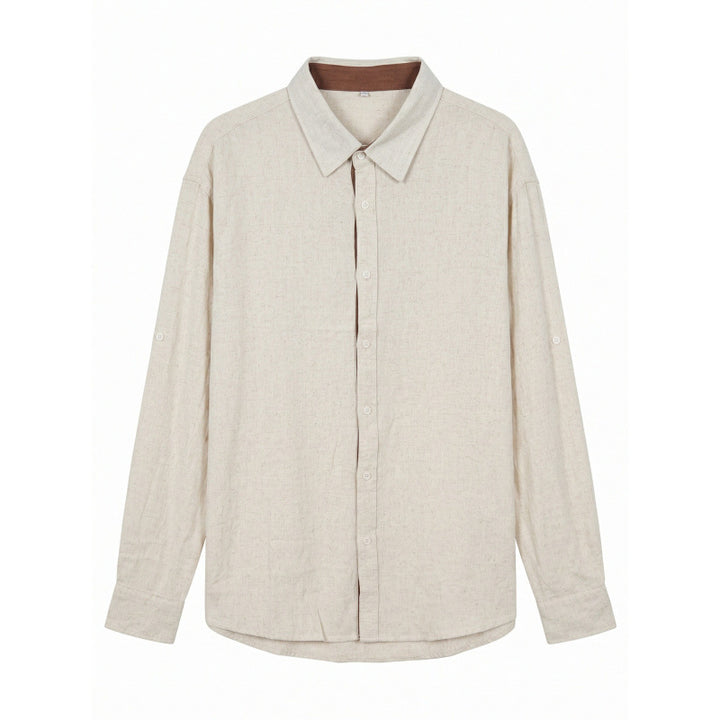 Men's Lightweight Oversized Linen Shirt with Kent Collar and Rounded Hem Mune Fashion