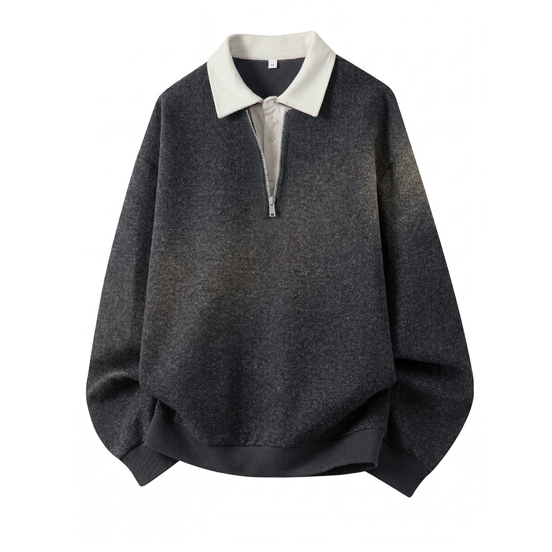Unisex Oversize Pullover with half zip and contrasting collar Mune Fashion