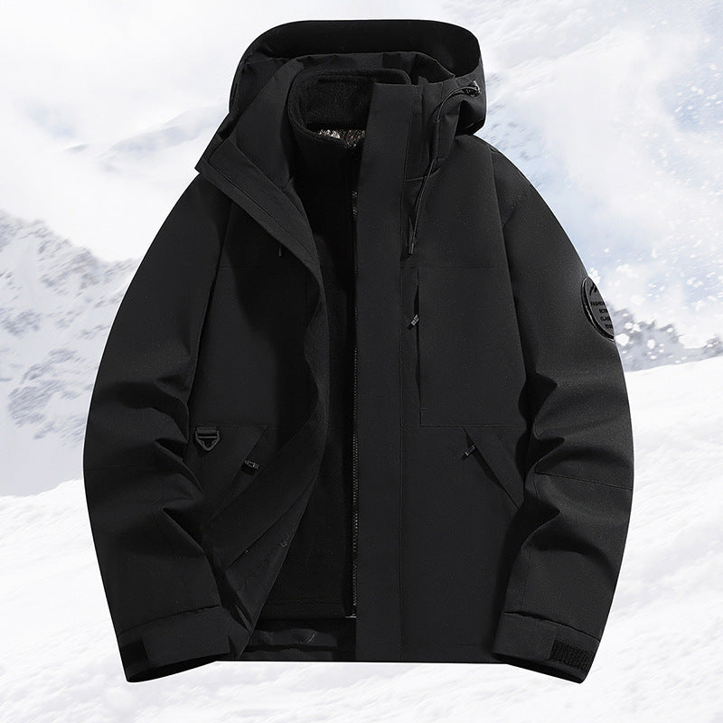 Men's layered snow sports jacket with breathable membrane and adjustable hood Mune Fashion