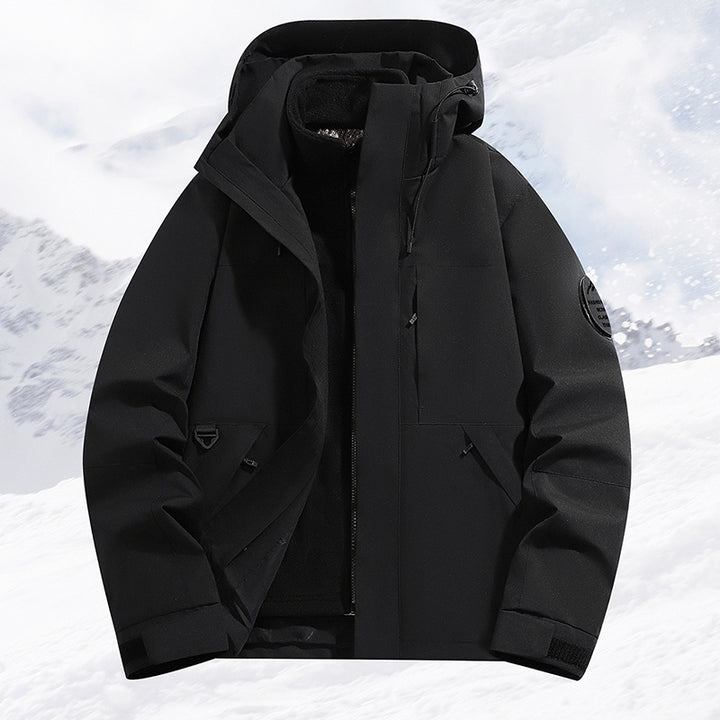 Men's layered snow sports jacket with breathable membrane and adjustable hood Mune Fashion