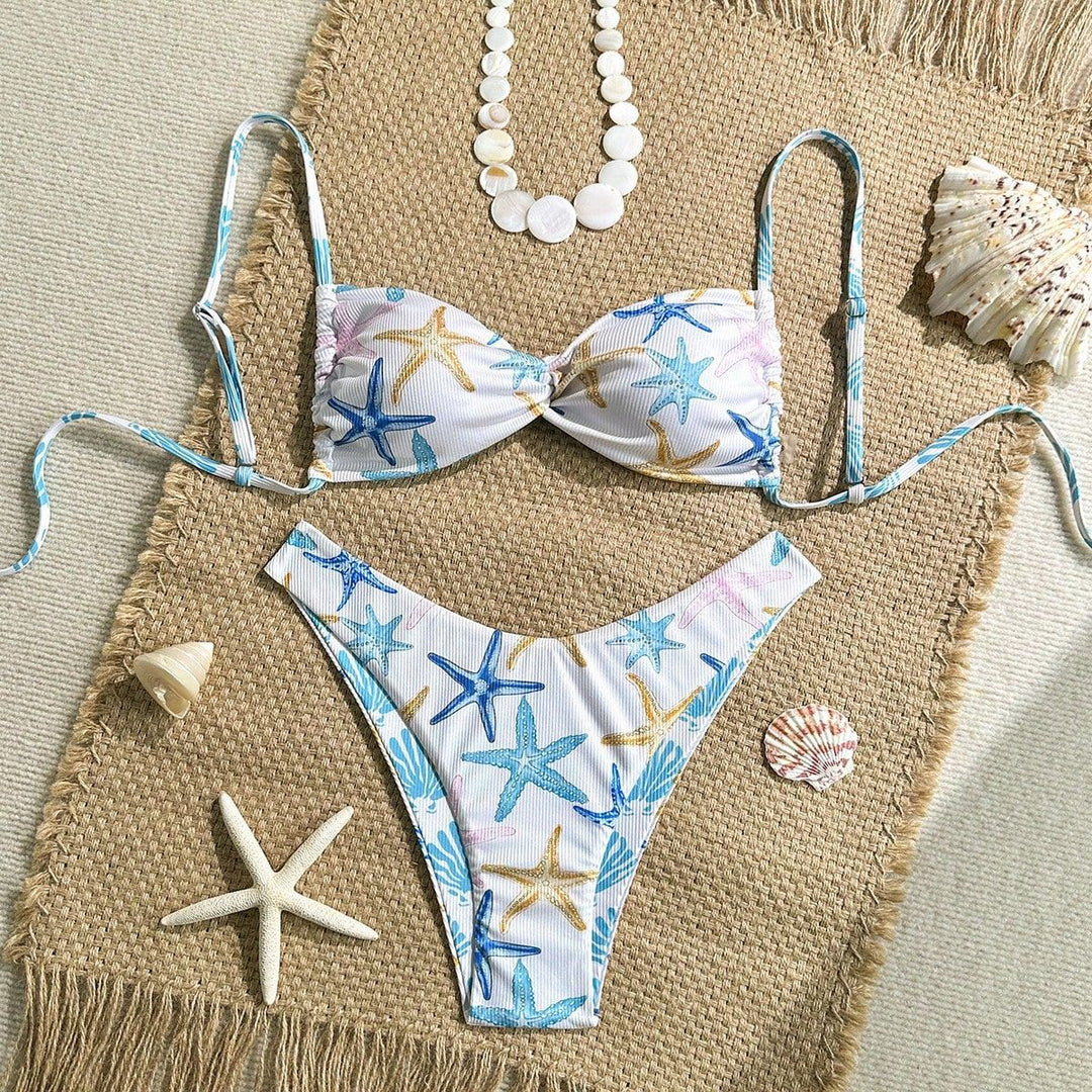 Women's triangle bikini with maritime star pattern and refined straps Mune Fashion