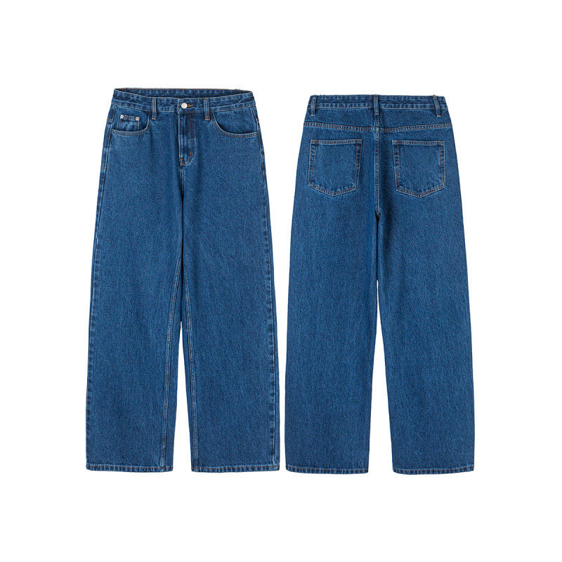 Women's Wide Denim Jeans with High Waist, Straight Leg and Five Pocket Design Mune Fashion