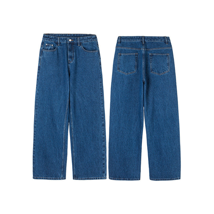 Women's Wide Denim Jeans with High Waist, Straight Leg and Five Pocket Design Mune Fashion