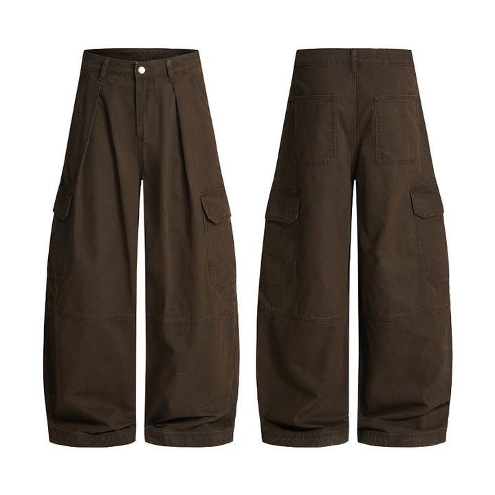 Men's Extra Wide Canvas Cargo Pants with High Waistline, Knee Inserts and Applied Flap Pockets Mune Fashion