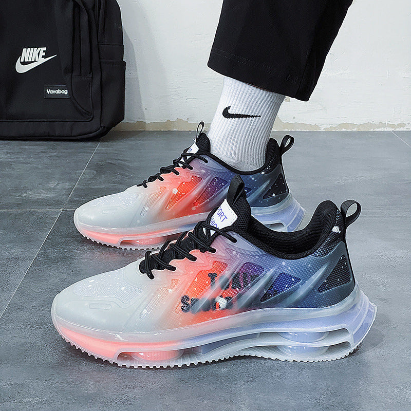 Unisex futuristic air-cushioned sneakers with transparent TPU upper material and visible hollow core platform sole Mune Fashion