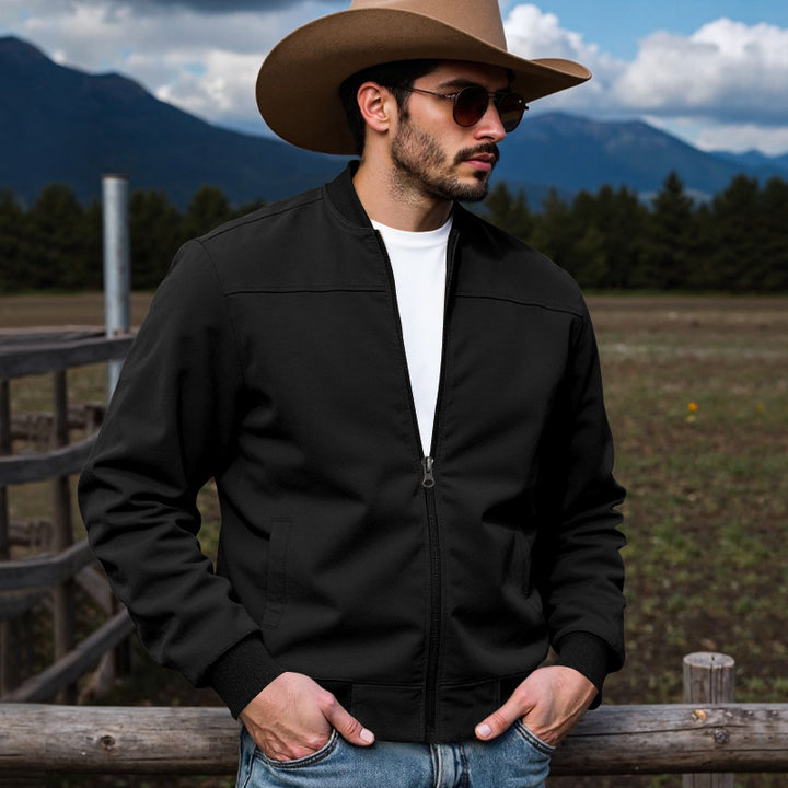 Men's Lightweight Bomber Jacket with Zipper, Ribbed Cuffs & Minimalist Seam Structure Mune Fashion