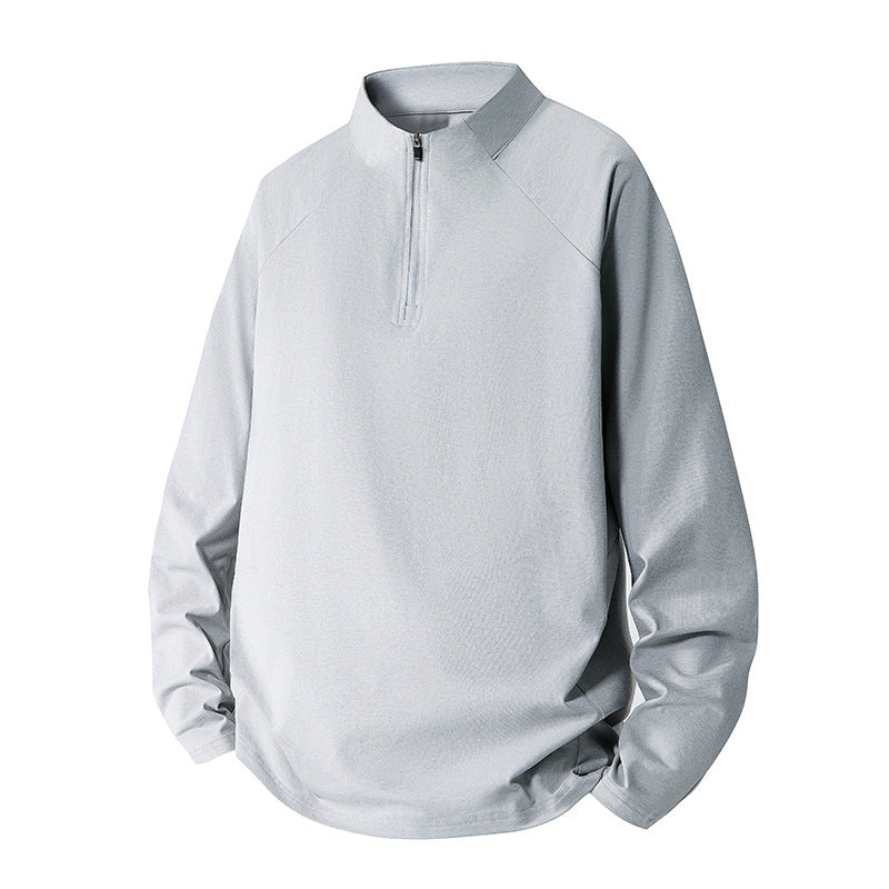 Men's Minimalist Half-Zip Sweatshirt with Technical Jersey and Extended Hem Mune Fashion