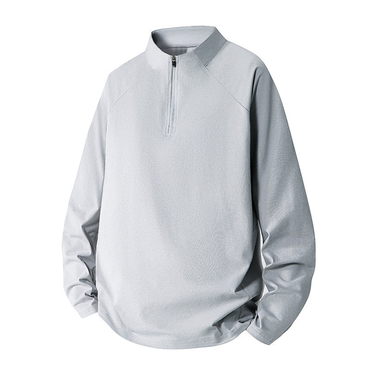Men's Minimalist Half-Zip Sweatshirt with Technical Jersey and Extended Hem Mune Fashion