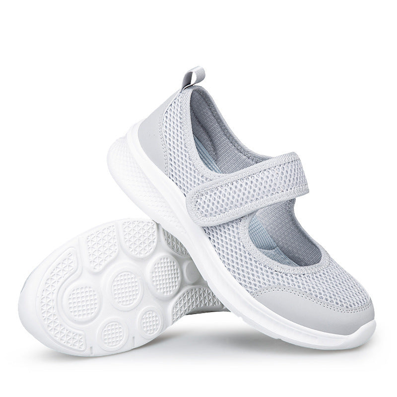 Women's Velcro-Strap Ballerina-Style Sneakers with Breathable Mesh Upper and Flexible Lightweight Sole Mune Fashion