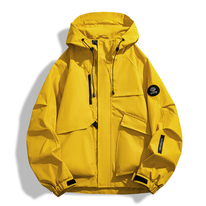 Men's Water-Repellent Utility Outdoor Jacket with Hood, Multiple Pockets and Windproof Membrane Mune Fashion