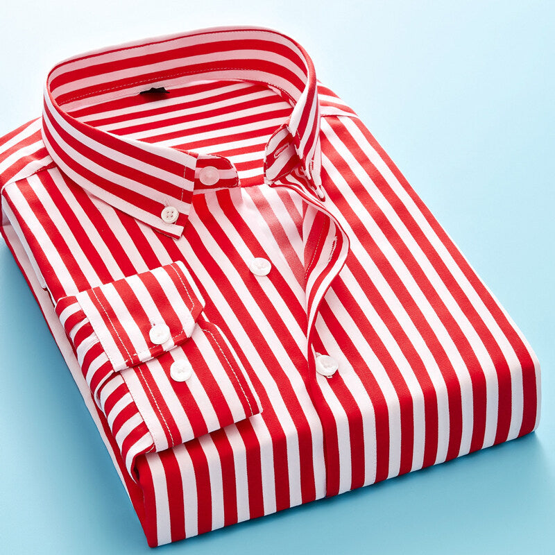 Men's striped business shirt with button-down collar, chest pocket and easy-care cotton blend Mune Fashion