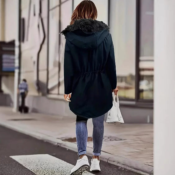Women’s Winter Parka with Detachable Fur Collar Mune