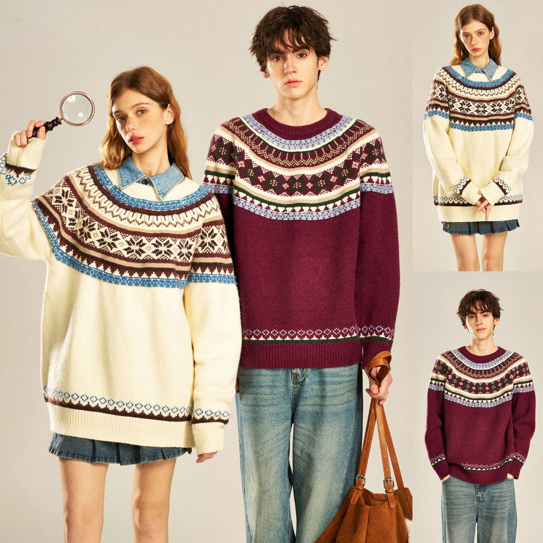 Men's Cozy Knit Sweater with Norwegian Pattern Mune Fashion