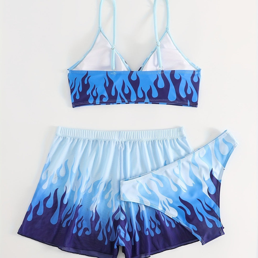 Women Triangular Bikini with exciting flame pattern Mune Fashion